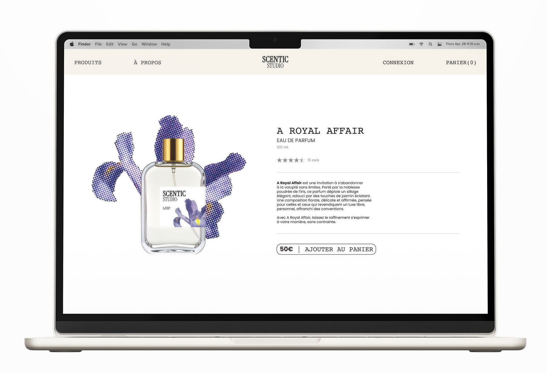 page produit du parfum Scentic Studio