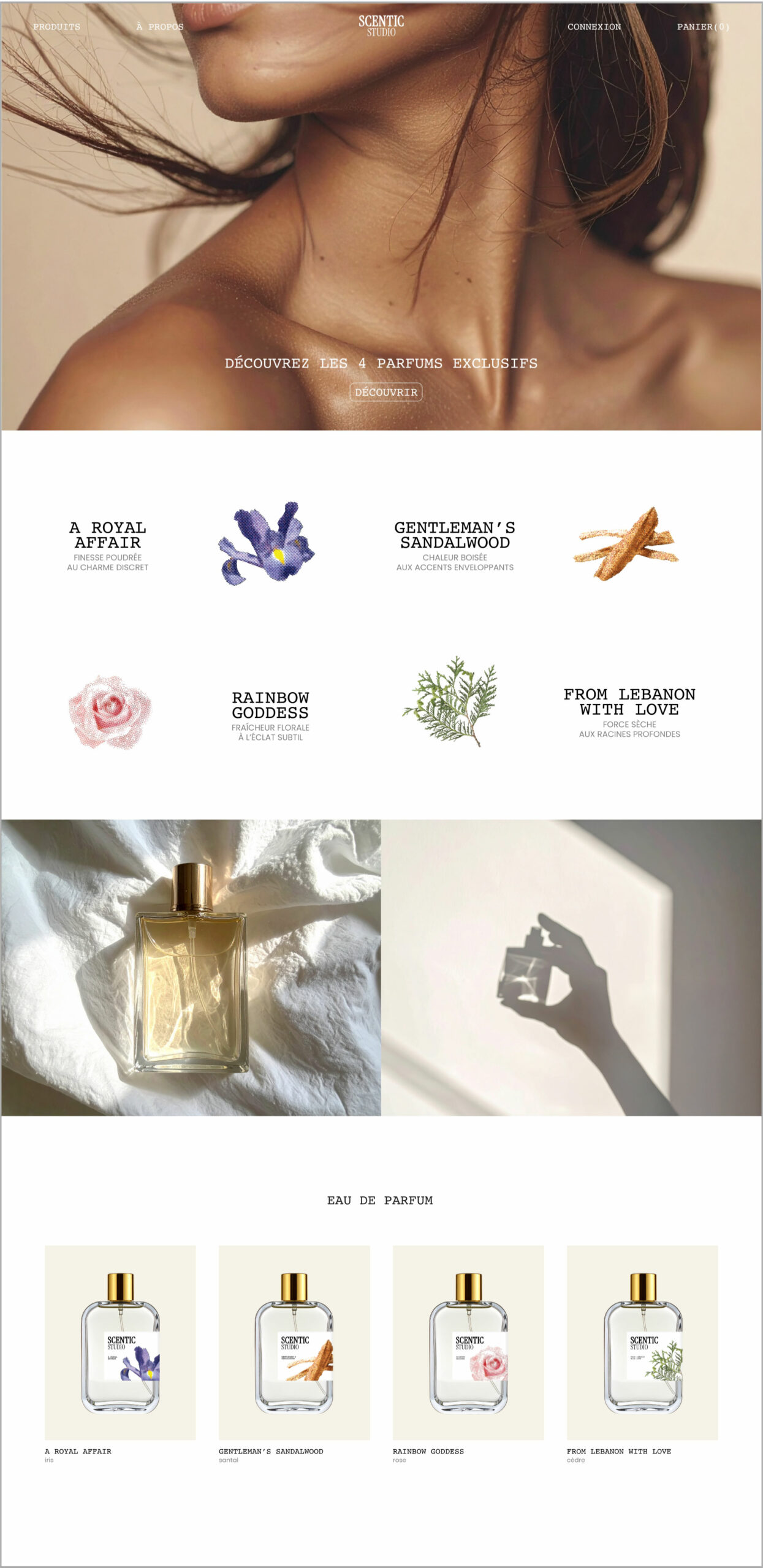 interface du site internet de Scentic Studio