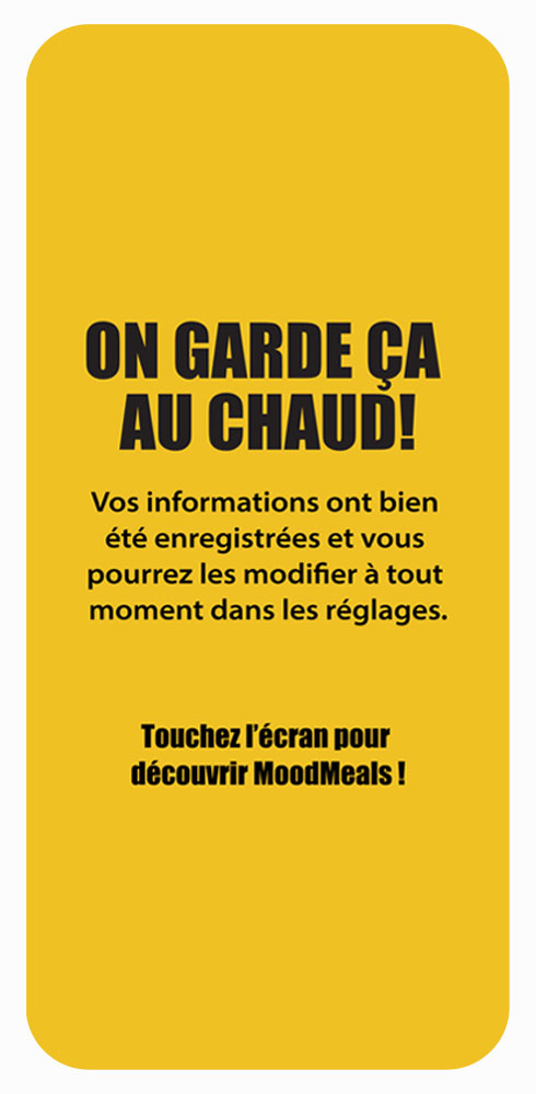 ECRAN DE L'APPLICATION MOOD MEALS