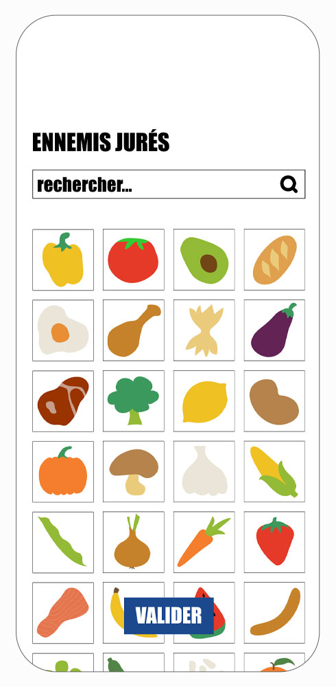 ECRAN DE L'APPLICATION MOOD MEALS