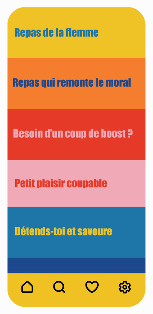 ECRAN DE L'APPLICATION MOOD MEALS