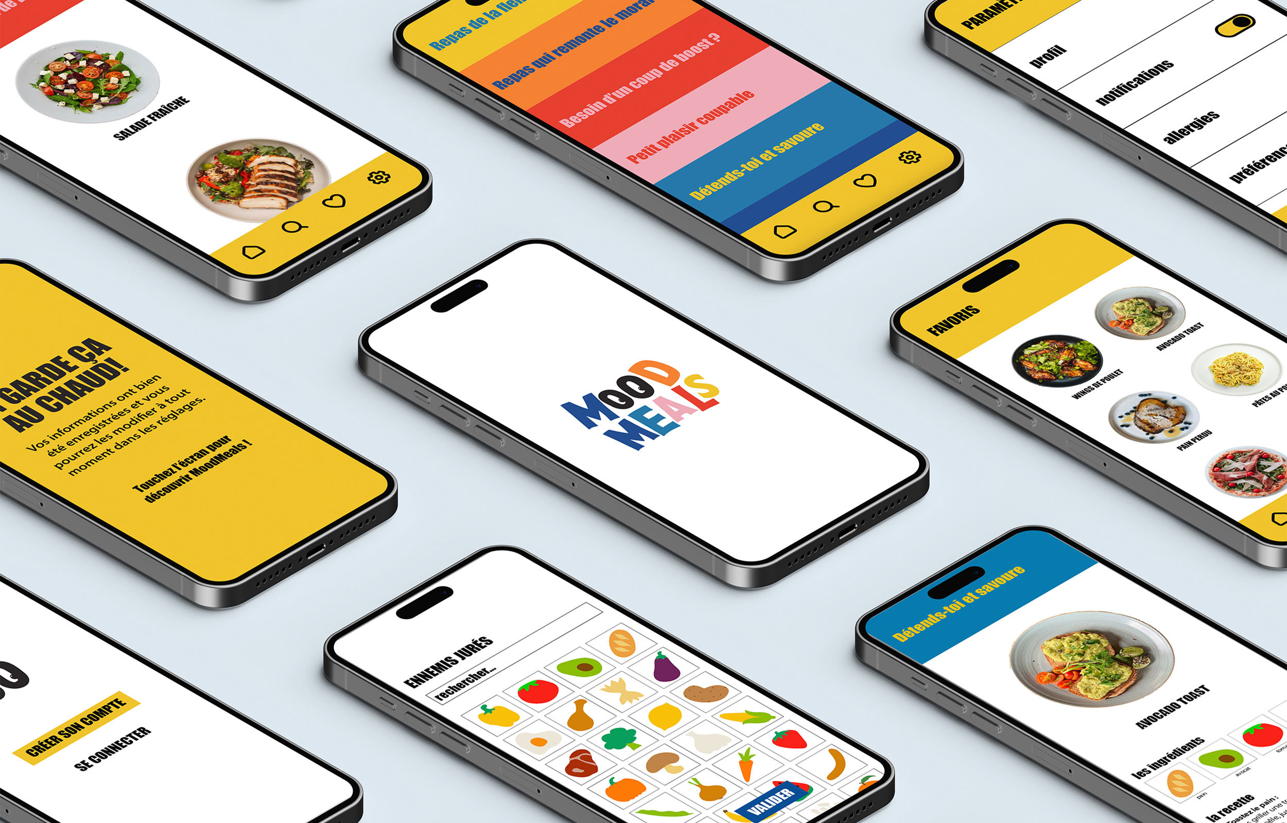 MOCKUP DES TÉLÉPHONES OÙ ON RETROUVE DES ÉCRANS DE MON APPLICATION